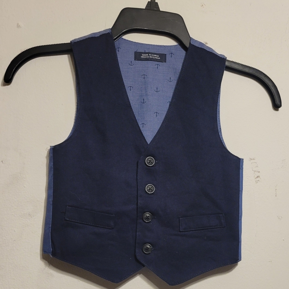 Source Unknown Blue Anchor Pattern Kids Vest